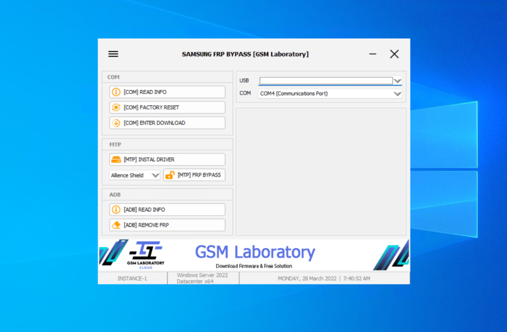 Download Samsung FRP Bypass Tool GSM Laboratory Tool V1.0 The Free FRP Unlock Tool