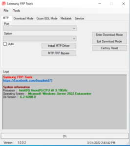 Samsung FRP Tools Version 1.0.0.2 Easy Bypass Tool April 2022