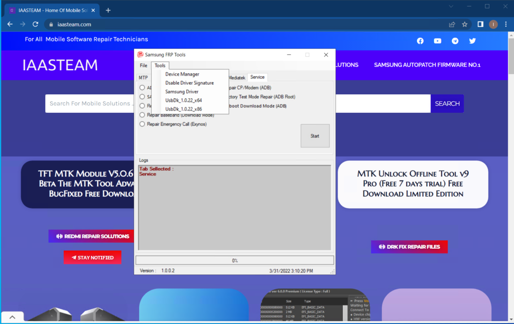 Samsung FRP Tools Version 1.0.0.2 Easy Bypass Tool April 2022 - IAASTEAM