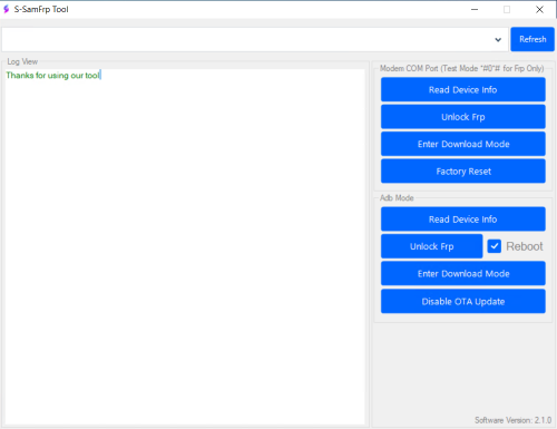 S-SamFRP Tool v2.1.0 Free Tool For Bypass FRP Lock From Samsung Smartphones