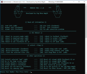 Moreen Tool V1.0 Active CMD ADB GSMToolKit Read Reboot Unlock Diag Direct Tool Command Prompt Simple Interface Repair Application Moreen Tool V1.0 