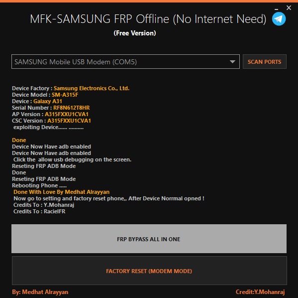 MFK Samsung FRP Offline Tool V1.0 [ No internet Need ] Free Version MFK - Samsung FRP Offline QuickFRP Healer