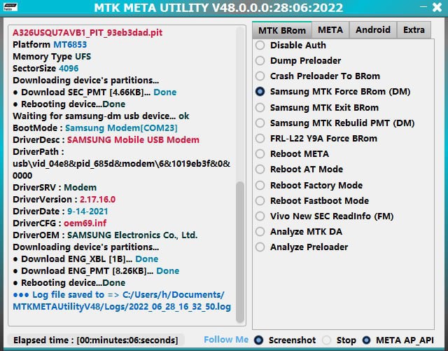 MTK META Utility V48 All Samsung MTK Tested Force/Exit BootROM No Testpoint MTK META Utility V48 Tested Samsung Repair Pit Files and MTK Preloader Added 