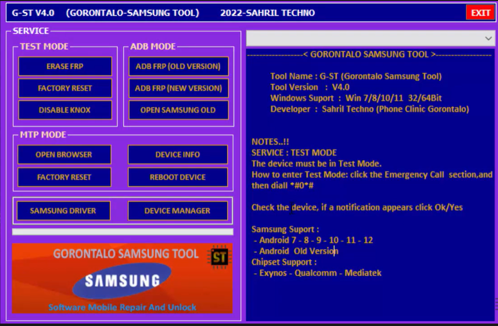 G-ST SamUnlock V4.0 Tool The Samsung FRP Focused Utility G ST Sam FRP Tool V4.0 Latest Version Free Download G ST SAM FRP TOOL V4.0 For Windows Computer With Password