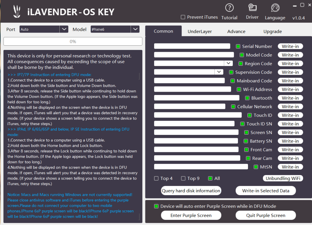 iLAVENDER - OS KEY iPhone iPad Read Write Serial Purple Screen DFU Mode Tool #1 DCSD Cable Tool i LAVENDER-OS KEY For iPhone & iPad Serial Port NAND Hard Disk Reading Writing Enter Purple Screen DFU Mode Tool iLavender OS Key For iPhone & iPad Serial Port NAND Hard Disk Reading Writing Enter Purple Screen DFU Mode Tool