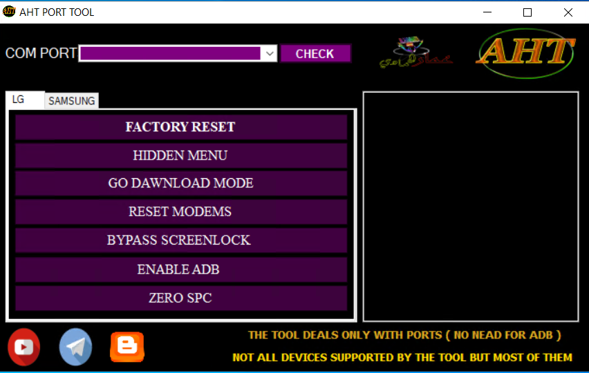 AHT PORT TOOL V1.0 Samsung LG Simple Free Tool Download Featured Function Of AHT Port Tool 2022