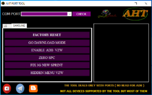 AHT PORT TOOL V1.0 Samsung LG Simple Free Tool Download Featured Function Of AHT Port Tool 2022