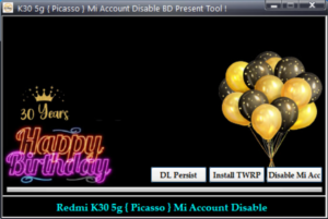 Redmi K30 5G Picasso Mi Account Unlock Tool Free Download This tool is a tool that can disable Mi Account on K30 5g {Picasso} if the phone is in Bootloader Unlock while the Mi Account is registered.