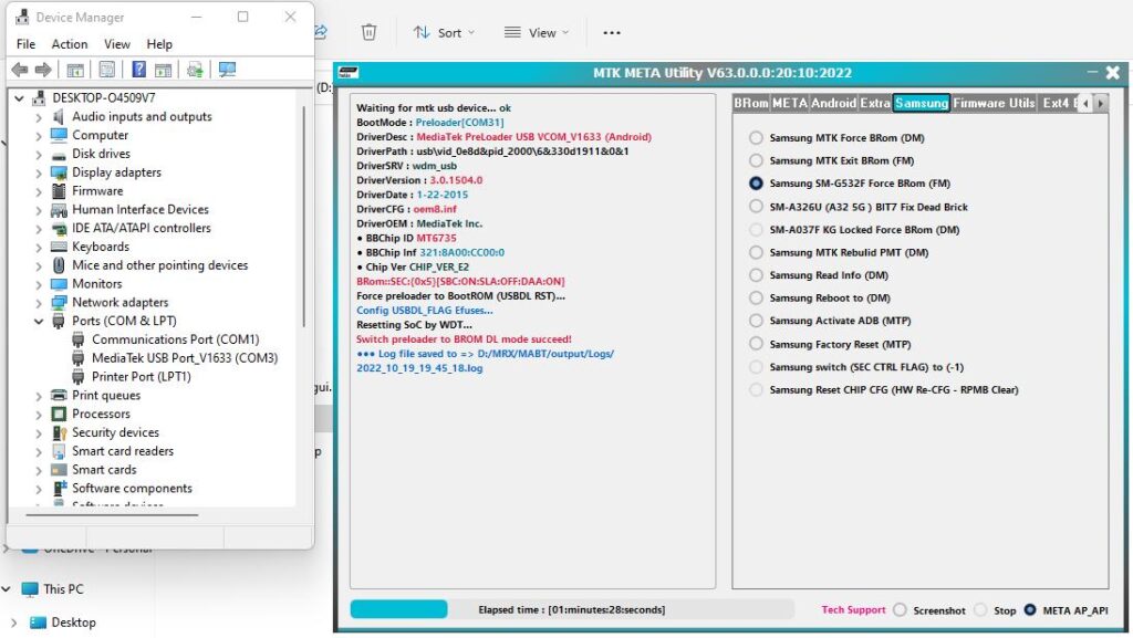 MTK META Utility V63 Added Samsung old devices (2016 - 2018)