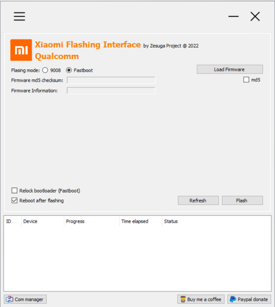 Xiaomi Flashing Interface V1.0 4 Qualcomm Zesuga Project 2022 The 9008 Fastboot Xiaomi Flasher Interface v1.0