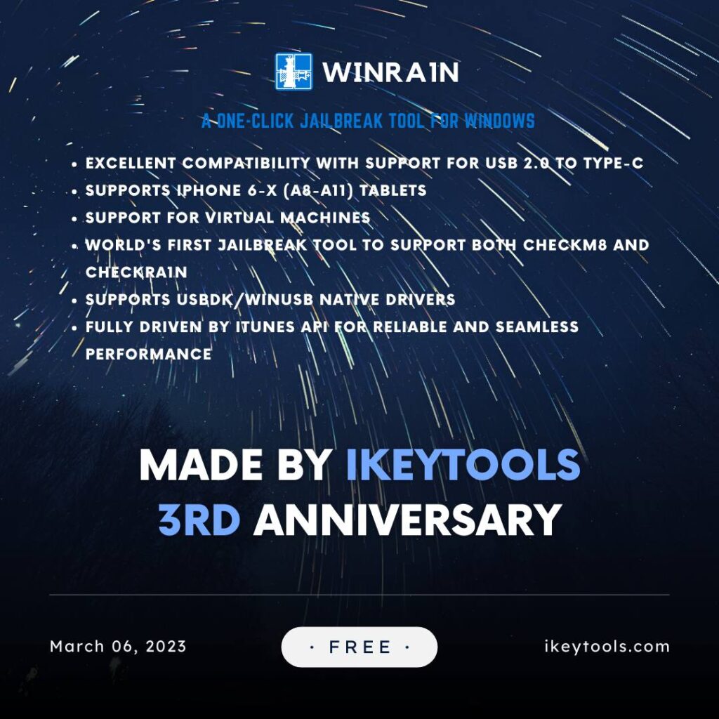 WinRa1n 1.0 Window Jailbreak Tool 2023 Checkm8 + CheckRa1n 1Click FREE