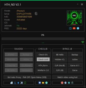 HTH ND iCloud Bypass Factory Activation Tool 2023 Sim Passcode Lock FREE Check | -2024 | 4PCs | iPhone iPad | iOS16 | V2.1 HTN ND V2.1 2023 Remove ICLOUD Tool 1Click jailbreak Function Added [Latest Version ] HTH ND iOS Ramdisk Tool FOR Windows PC