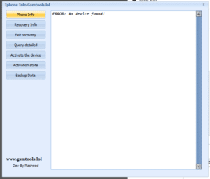 iPHONE iNFO Tool - Recovery Query & Activation [ GSMTool Productions ] Iphone Read info recovery info exit recovery backup data iphone status check