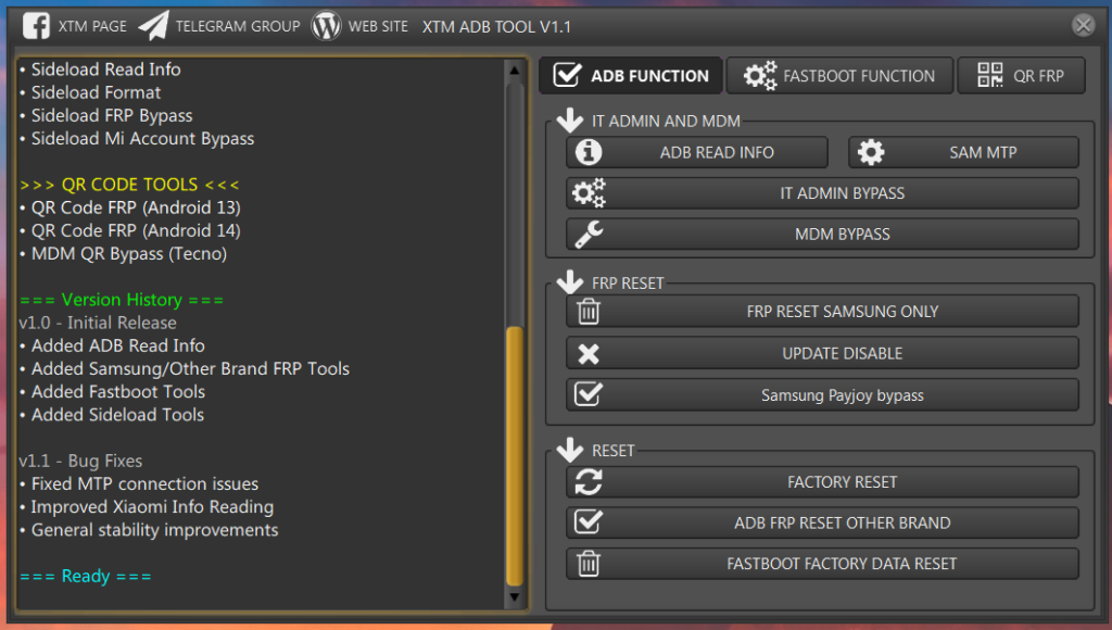 XTM ADB Tool v1.1 [FREE] - Improved ADB Samsung QR Unlock iT admin