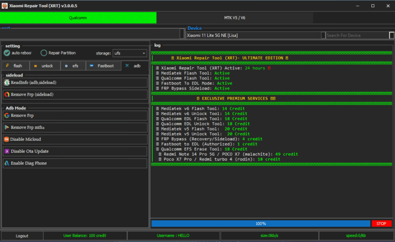 Xiaomi Repair Tool (XRT) V3.0.0.5 — Free With Credit (100 Test Build)